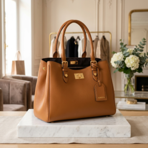 Kastio Premium Khaki Board Structured Tote Bag